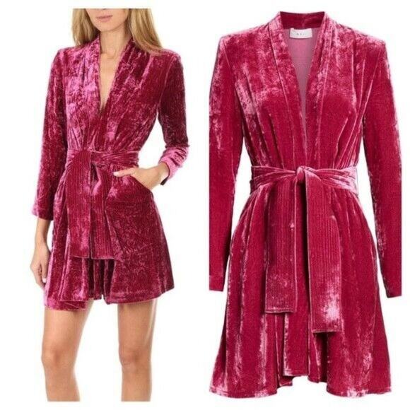 A.L.C. Kiera Dress Crushed Velvet Pink - Picture 1 of 13
